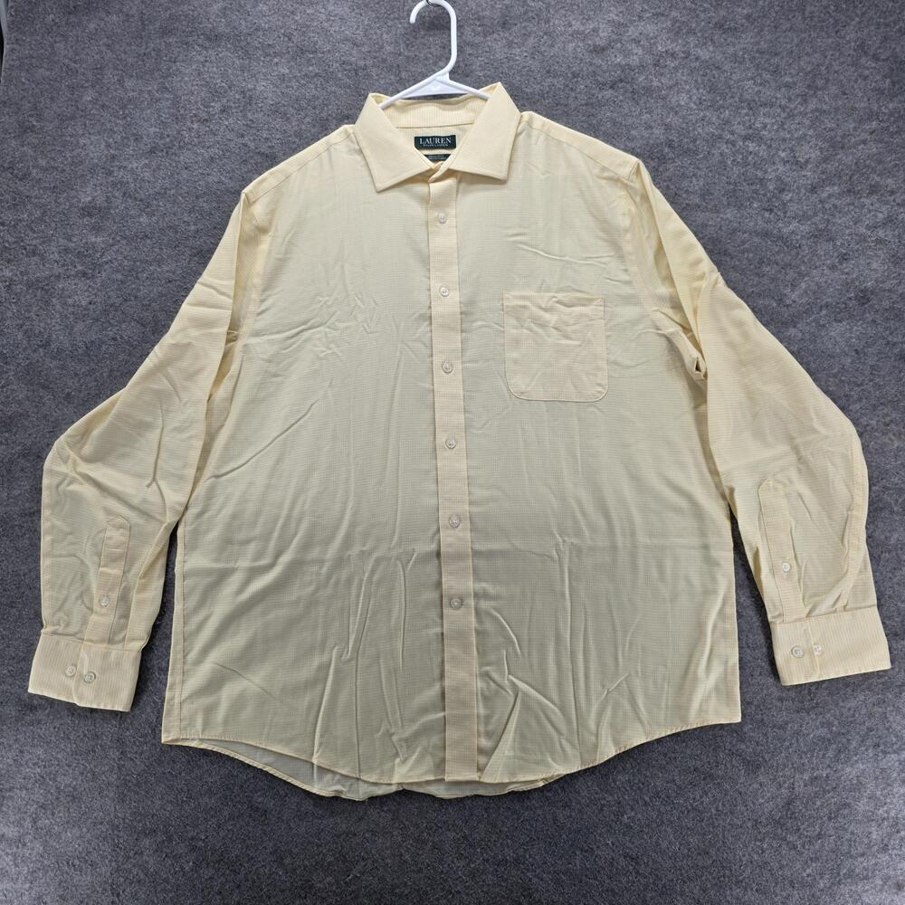 Lauren Ralph Lauren Shirt Mens XL Yellow Regular Fit Stretch Fabric Dress Work
